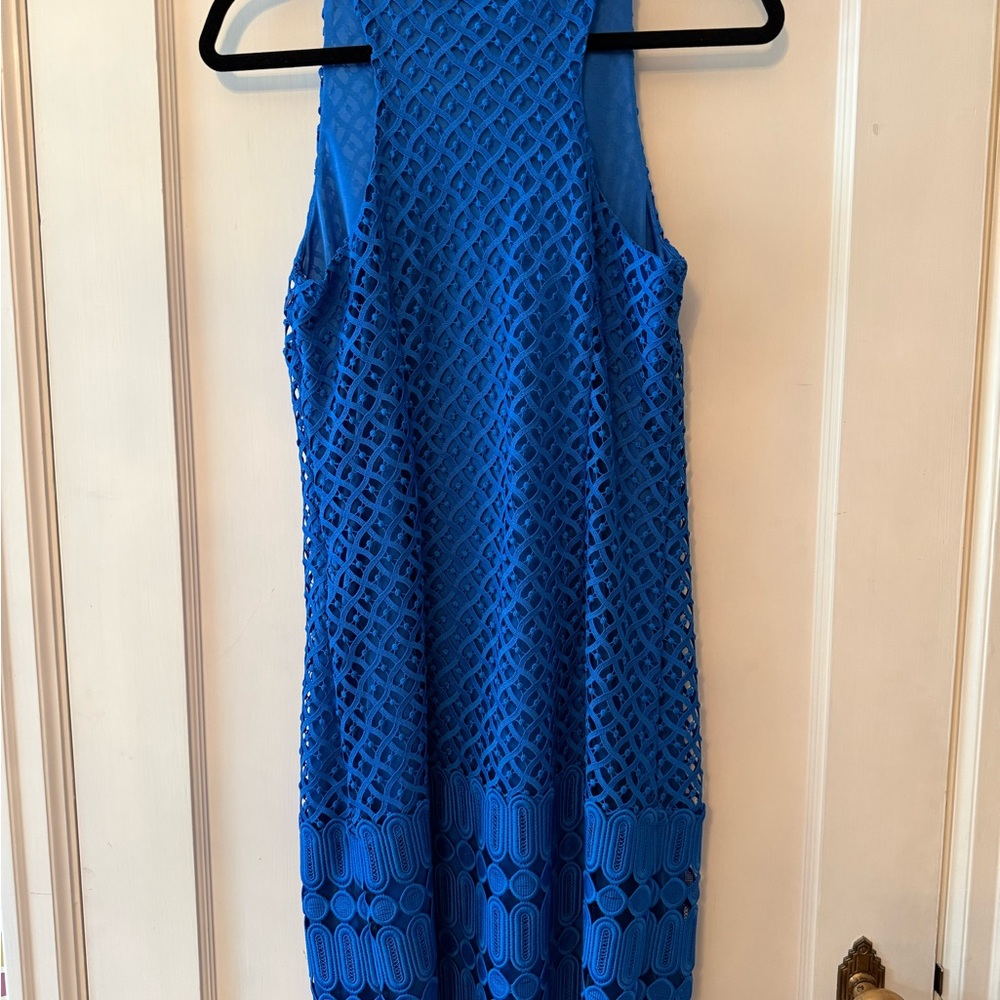 Laundry By Shelli Segal Bright Blue Crochet Tank Dress - Picture 5 of 7
